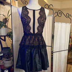 Black Lace and Satin Dress
